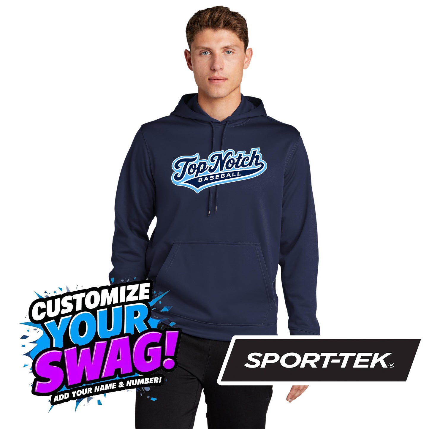 Sport-Tek Sport-Wick Fleece Hooded Pullover F244 - Top Notch Baseball