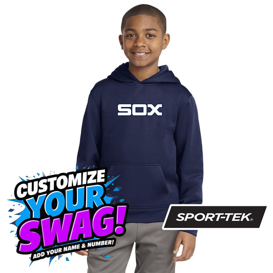 Sport-Tek Youth Sport-Wick Fleece Hooded Pullover YST244 - Blue Sox Baseball