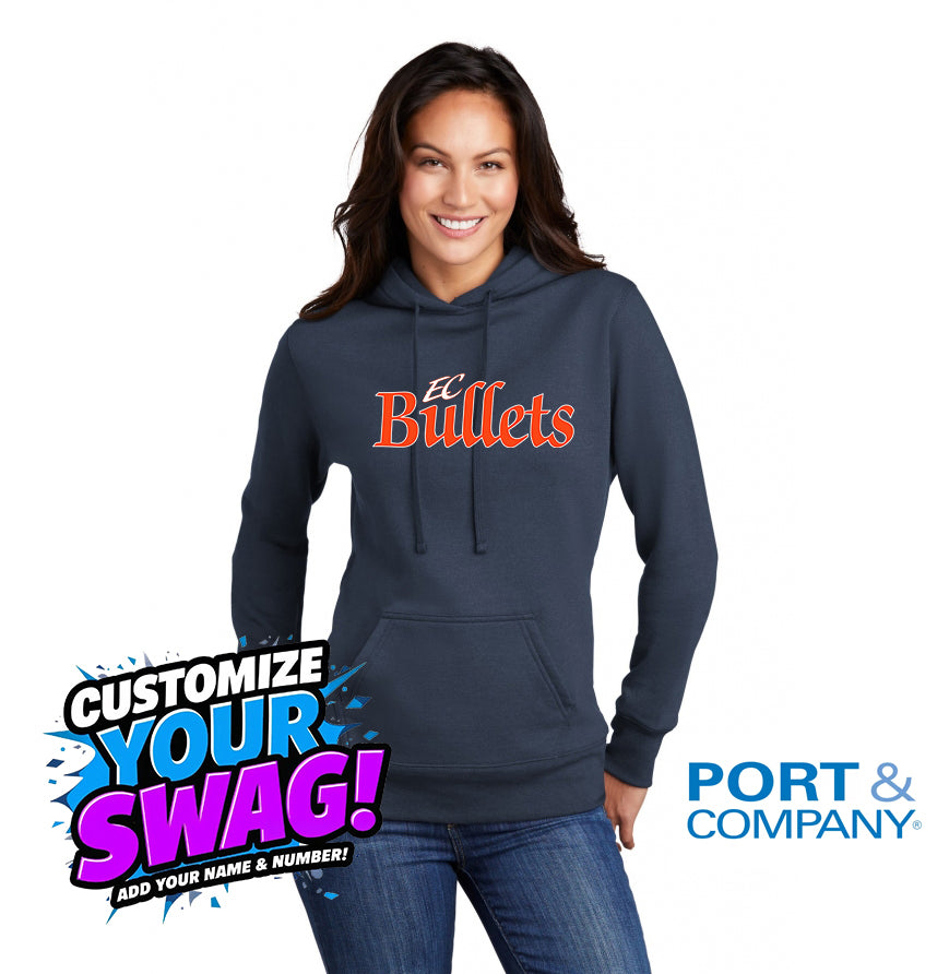 Port & Company Women's Core Fleece Pullover Hooded Sweatshirt LPC78H - EC Bullets Softball