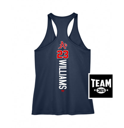 Team 365 TT11WRC Women's Zone Performance Racerback Tank - Little Rock A's Baseball