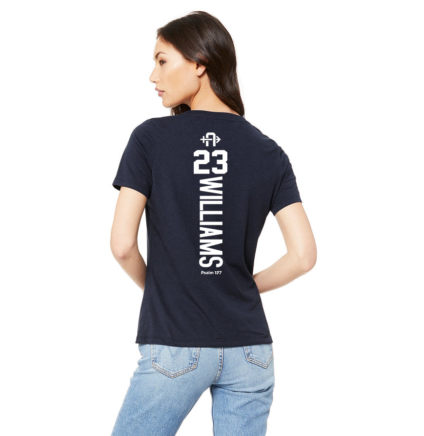 Bella + Canvas 6415 Ladies' Relaxed Triblend V-Neck T-Shirt - Arrows Baseball