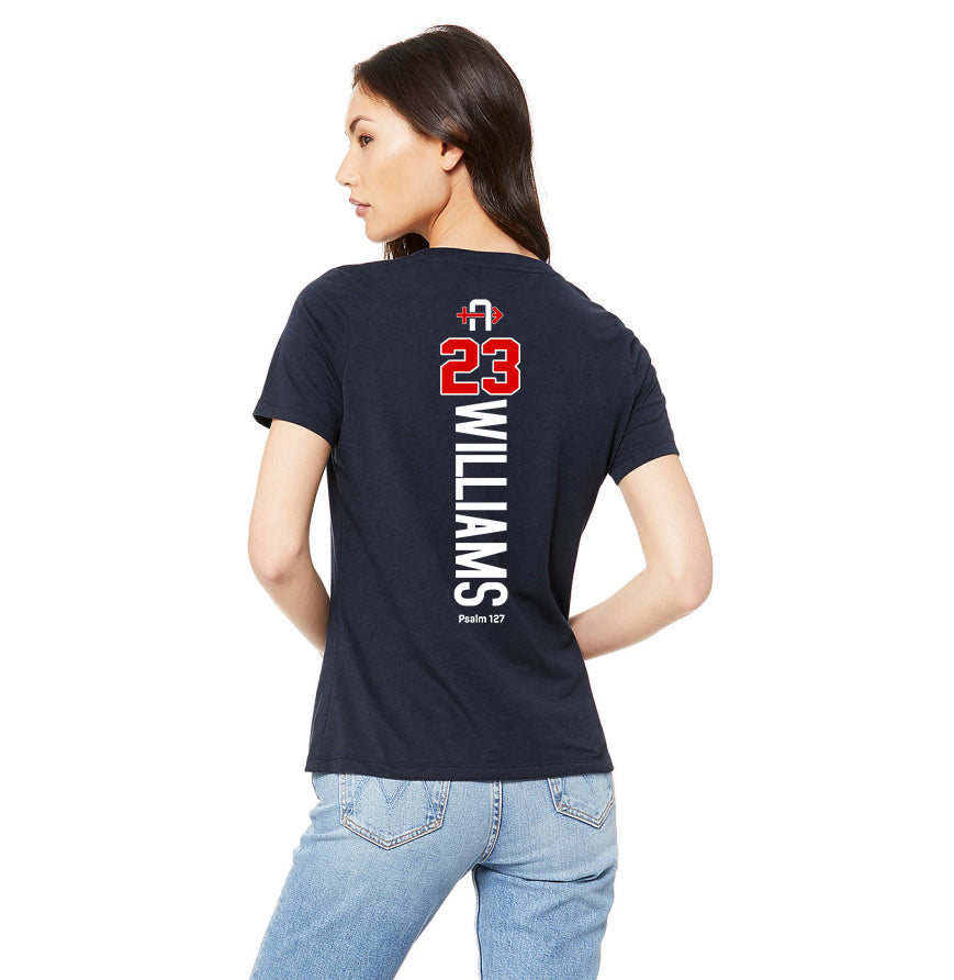 Bella + Canvas 6415 Ladies' Relaxed Triblend V-Neck T-Shirt - Arrows Baseball