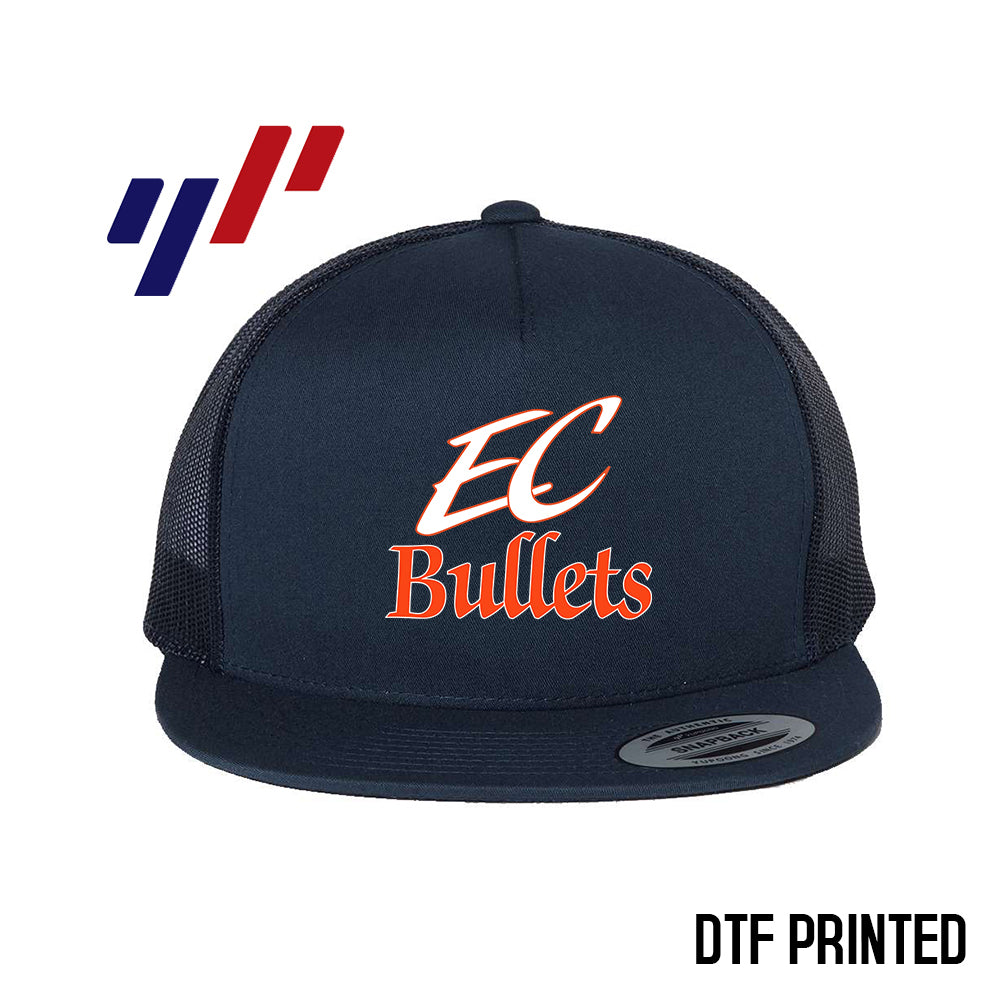 Yupoong 6006 Adult 5-Panel Classic Trucker Hat - DTF PRINTED - EC Bullets Softball