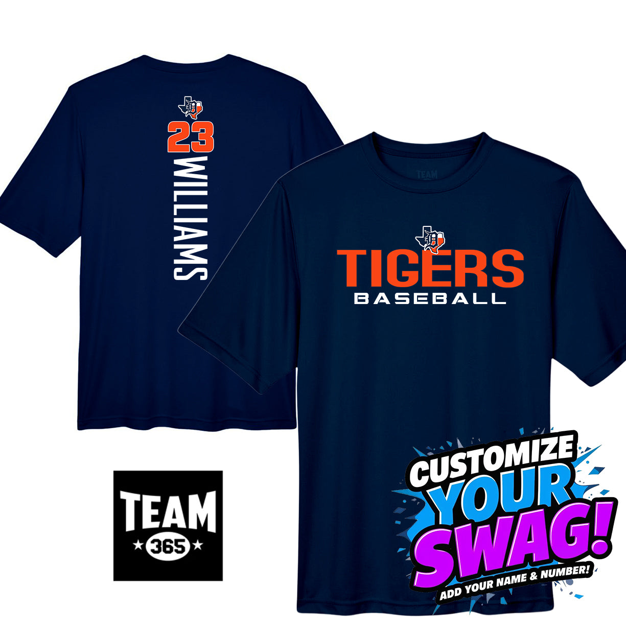 GAME TIME - Team 365 Youth & Men's Zone Performance T-Shirt - Dallas Tigers Baseball