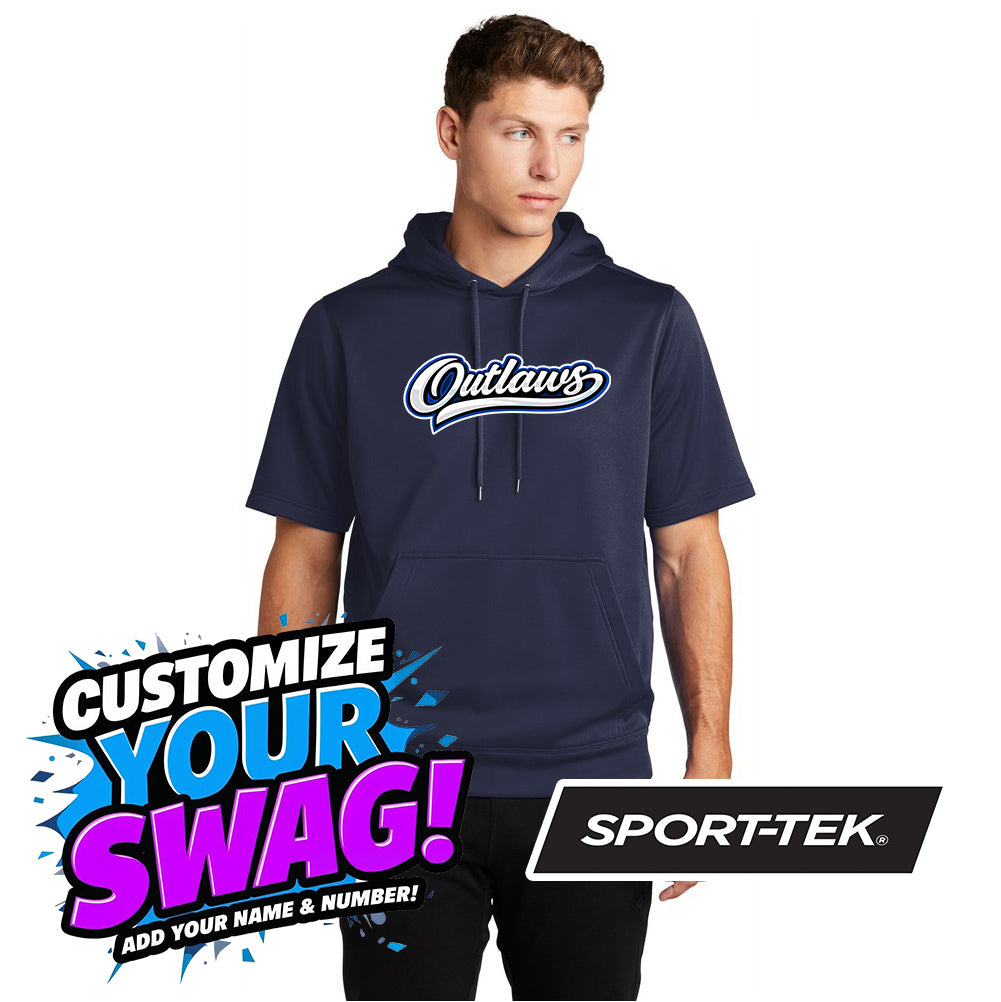 Sport-Tek Sport-Wick Fleece Short Sleeve Hooded Pullover ST251 - LBK Outlaws Baseball