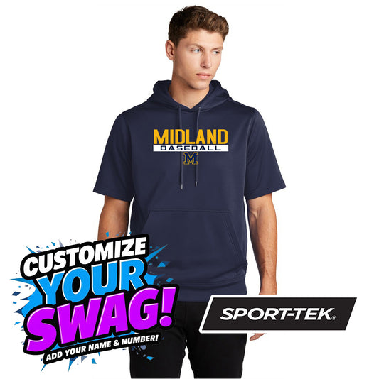 Sport-Tek Sport-Wick Fleece Short Sleeve Hooded Pullover ST251 - Midland Baseball