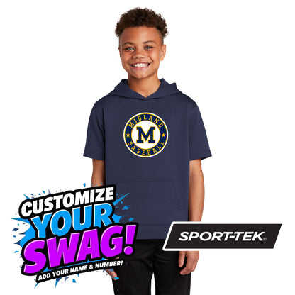 Sport-Tek Youth Sport-Wick Fleece Short Sleeve Hooded Pullover YST251 - Midland Baseball