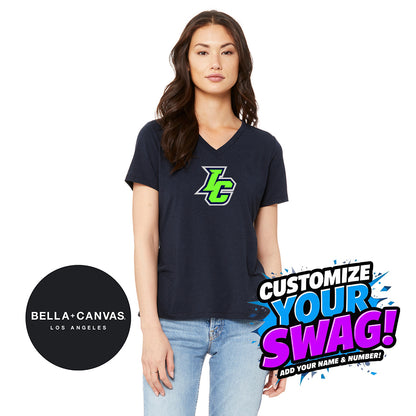 Bella + Canvas 6415 Ladies' Relaxed Triblend V-Neck T-Shirt - Indy Clutch Baseball