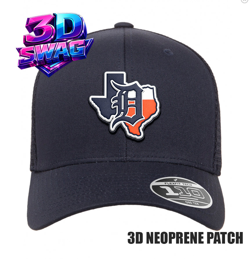 Dallas Tigers - 3D PATCH TEAM HATS - Flexfit 110M Mesh Hat