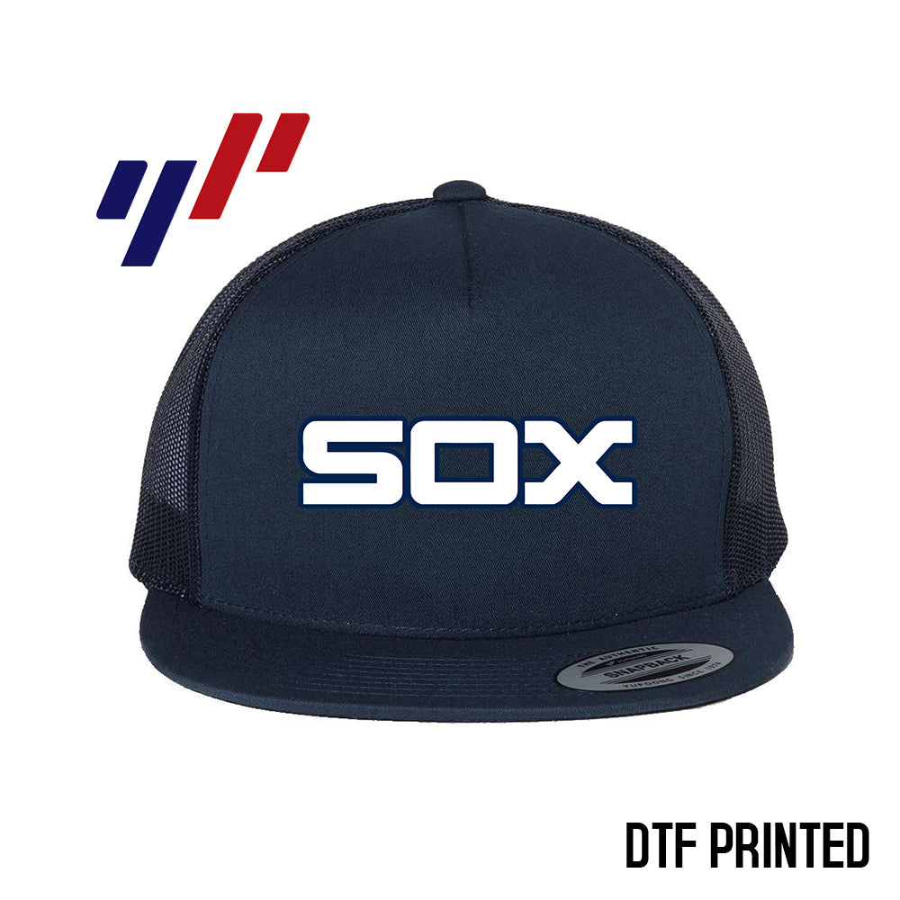 Yupoong 6006 Adult 5-Panel Classic Trucker Hat - DTF PRINTED - East Coast Sox Baseball