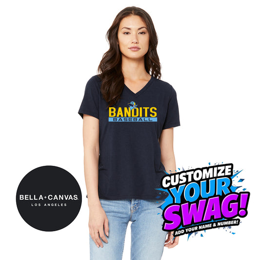 Bella + Canvas 6415 Ladies' Relaxed Triblend V-Neck T-Shirt - Bold City Bandits Baseball