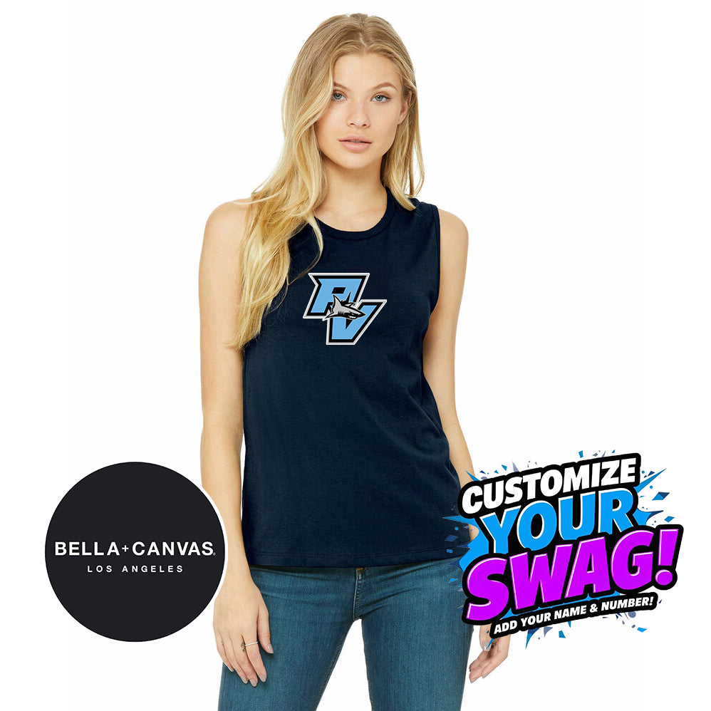 Bella + Canvas B6003 Women's Jersey Muscle Tank - PVAA Sharks Baseball