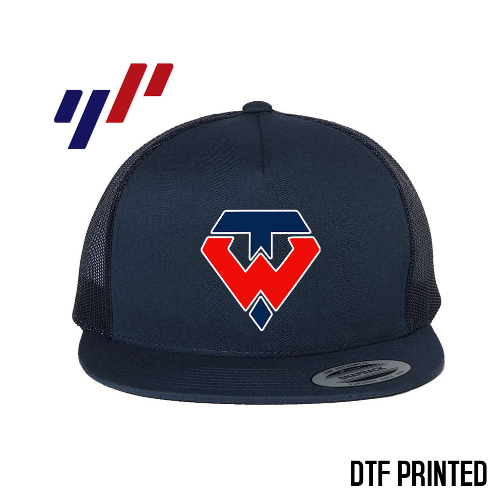 Yupoong 6006 Adult 5-Panel Classic Trucker Hat - DTF PRINTED - Tampa Warriors Baseball