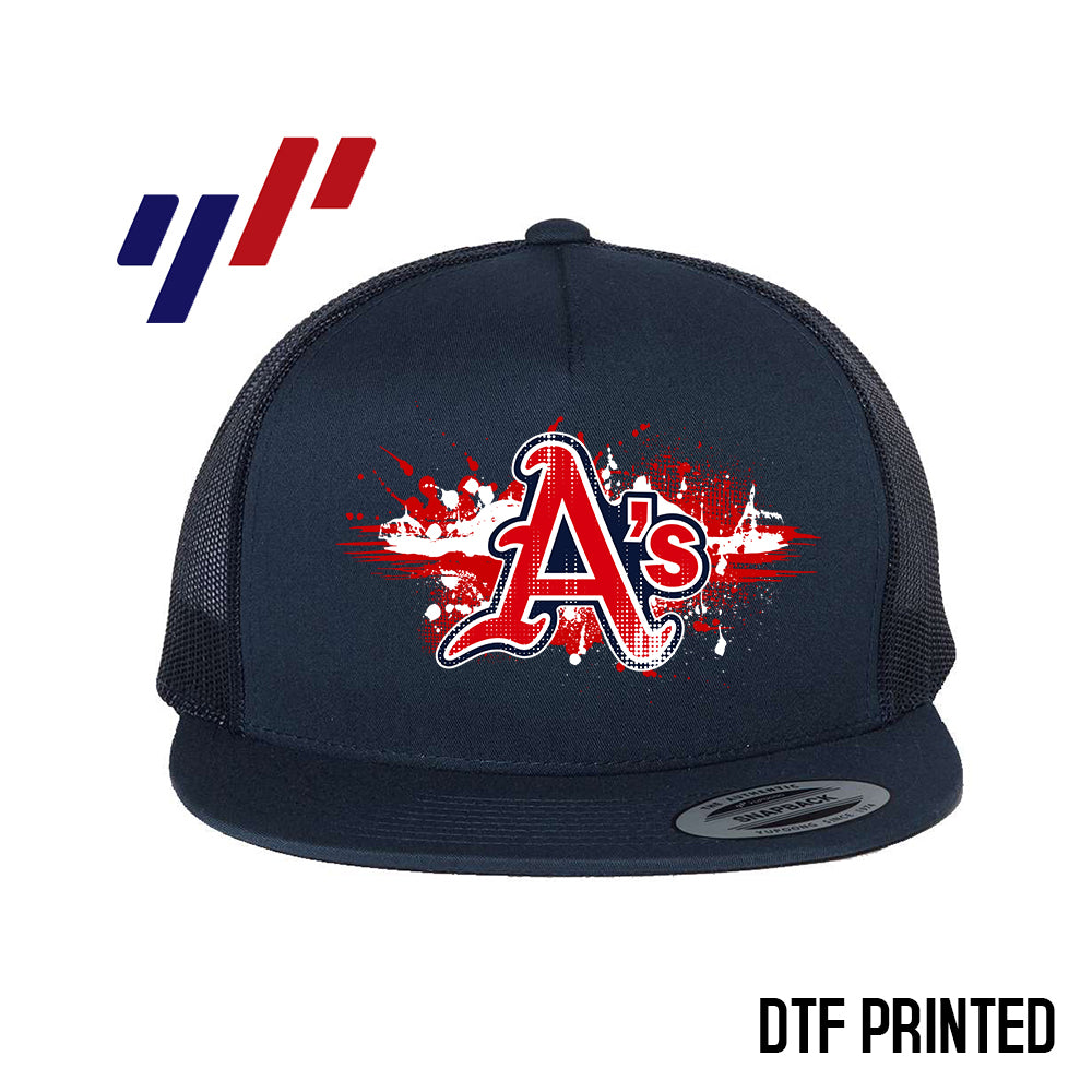 Yupoong 6006 Adult 5-Panel Classic Trucker Hat - DTF PRINTED - Little Rock A's Baseball