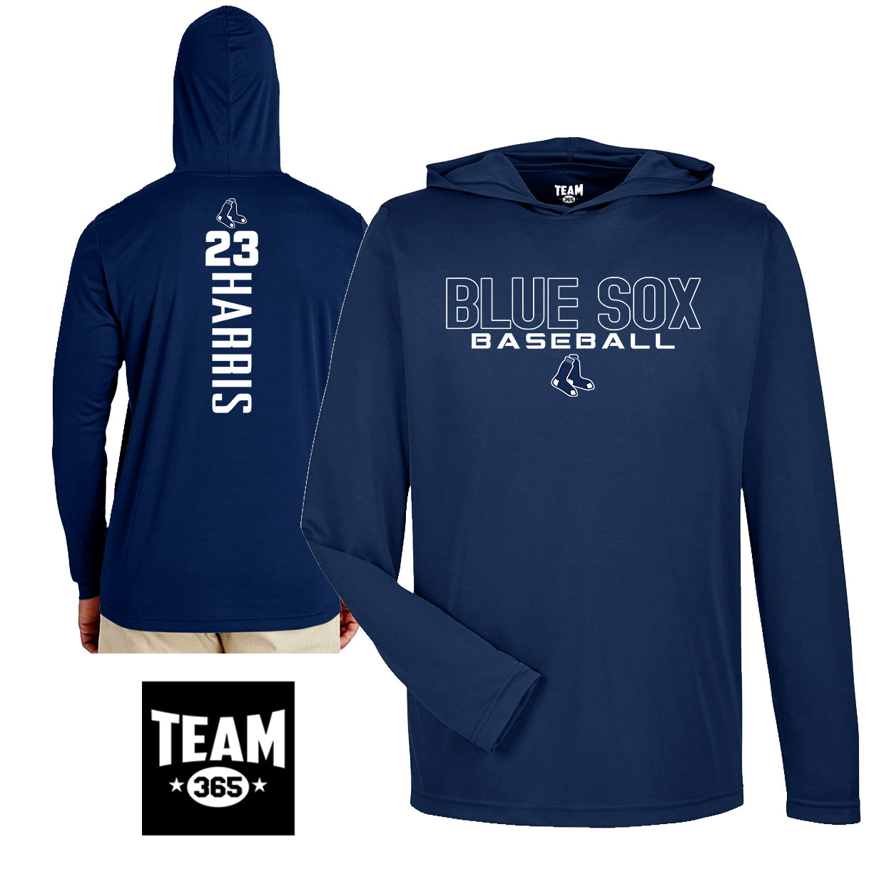 Team 365 Youth & Men's Zone Performance Hoodie - Blue Sox Baseball
