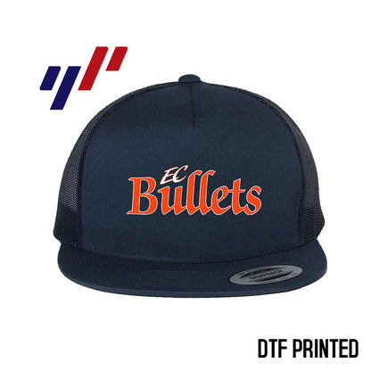 Yupoong 6006 Adult 5-Panel Classic Trucker Hat - DTF PRINTED - EC Bullets Softball