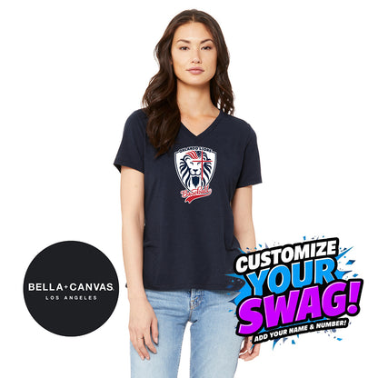 Bella + Canvas 6415 Ladies' Relaxed Triblend V-Neck T-Shirt - Orlando Lions Baseball