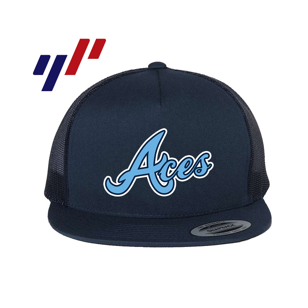 Yupoong 6006 Adult 5-Panel Classic Trucker Hat - DTF PRINTED - Aces Baseball