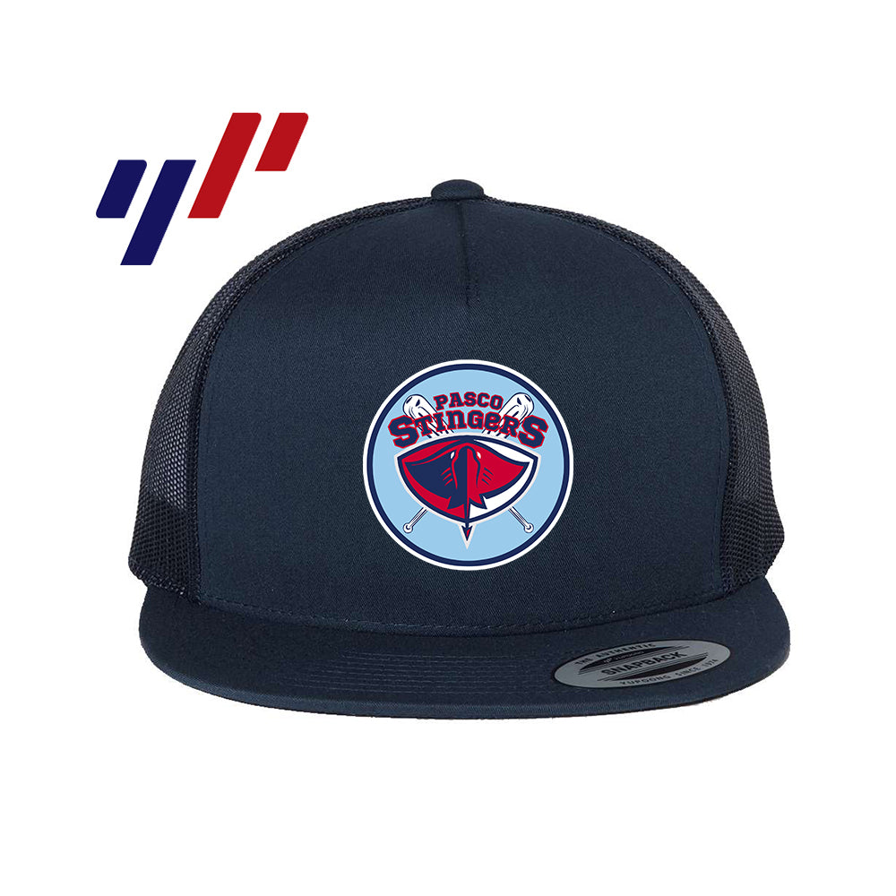 Yupoong 6006 Adult 5-Panel Classic Trucker Hat - DTF PRINTED - Pasco Stingers Baseball