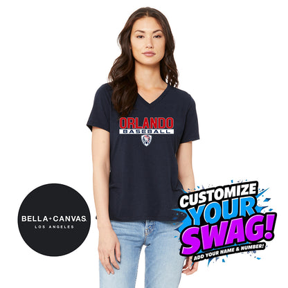 Bella + Canvas 6415 Ladies' Relaxed Triblend V-Neck T-Shirt - Orlando Lions Baseball