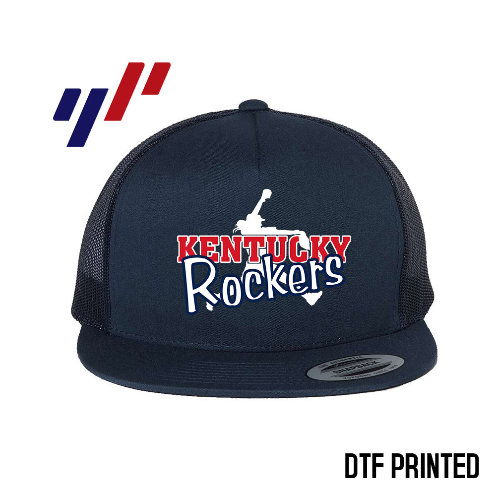 Yupoong 6006 Adult 5-Panel Classic Trucker Hat - DTF PRINTED - KY Rockers Softball