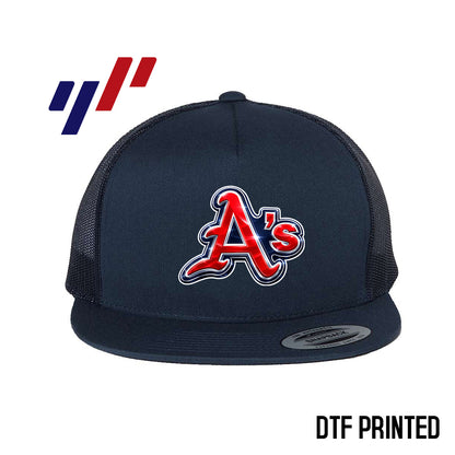 Yupoong 6006 Adult 5-Panel Classic Trucker Hat - DTF PRINTED - Little Rock A's Baseball