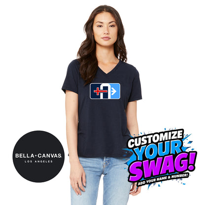 Bella + Canvas 6415 Ladies' Relaxed Triblend V-Neck T-Shirt - Arrows Baseball