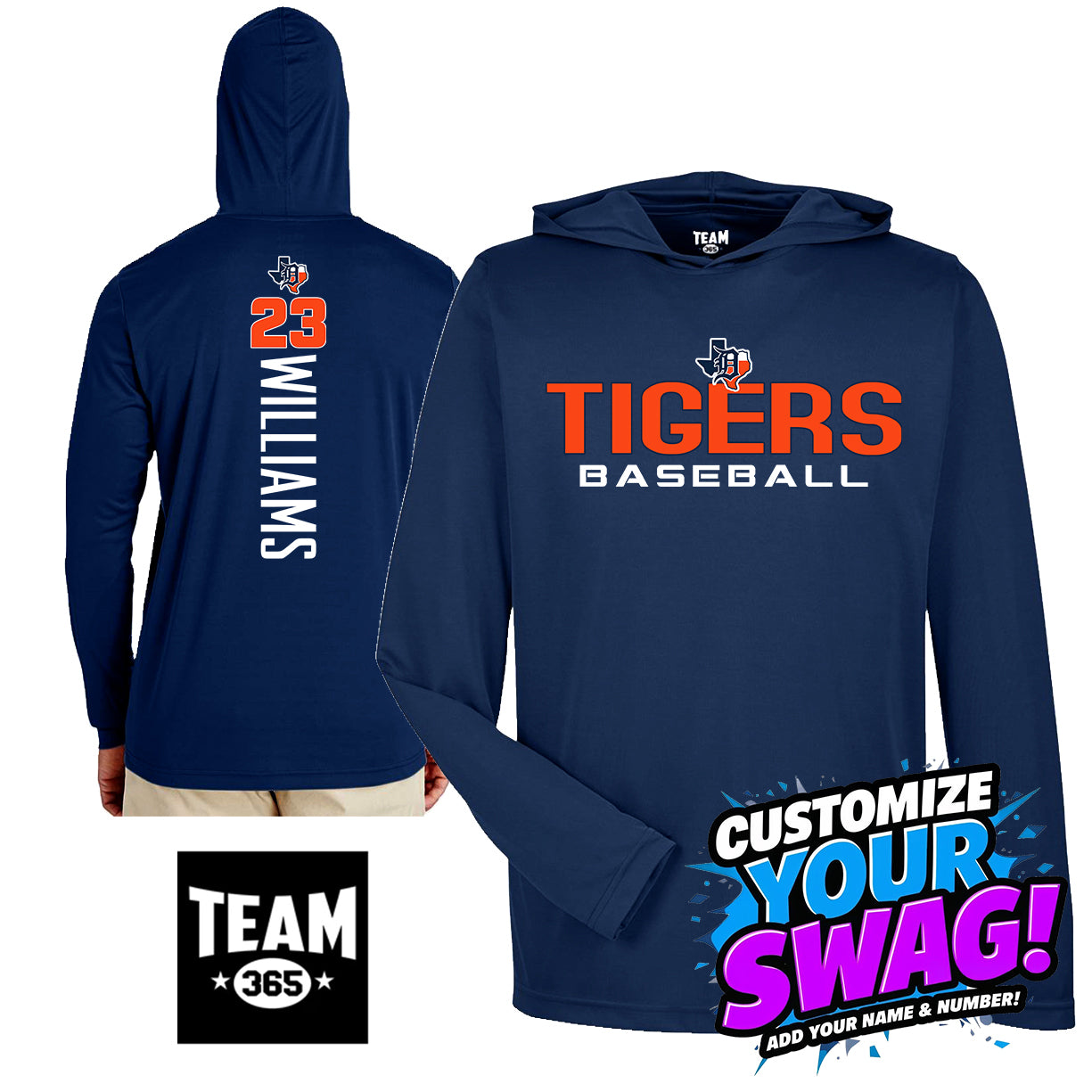 GAME TIME - Team 365 Youth & Men's Zone Performance Hoodie - Dallas Tigers Baseball