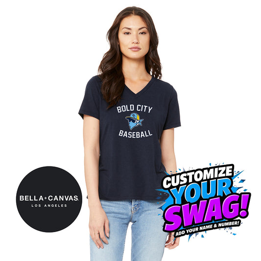 Bella + Canvas 6415 Ladies' Relaxed Triblend V-Neck T-Shirt - Bold City Bandits Baseball