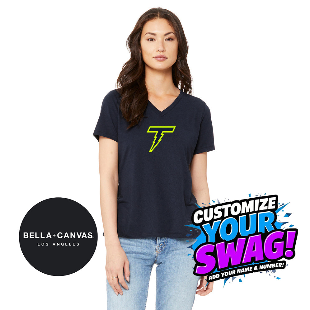 Bella + Canvas 6415 Ladies' Relaxed Triblend V-Neck T-Shirt - Ponte Vedra Thunder Baseball