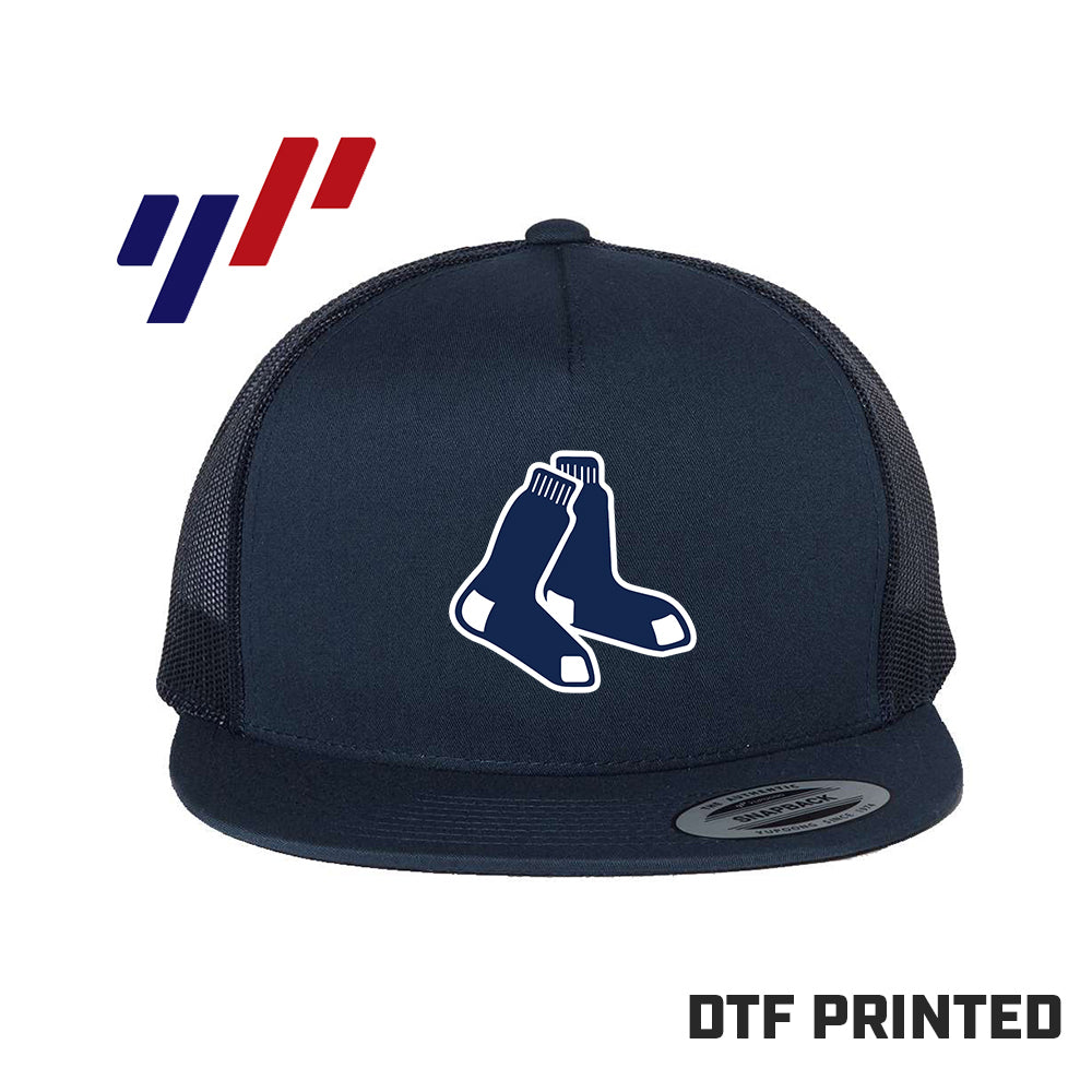 Yupoong 6006 Adult 5-Panel Classic Trucker Hat - DTF PRINTED - Blue Sox Baseball