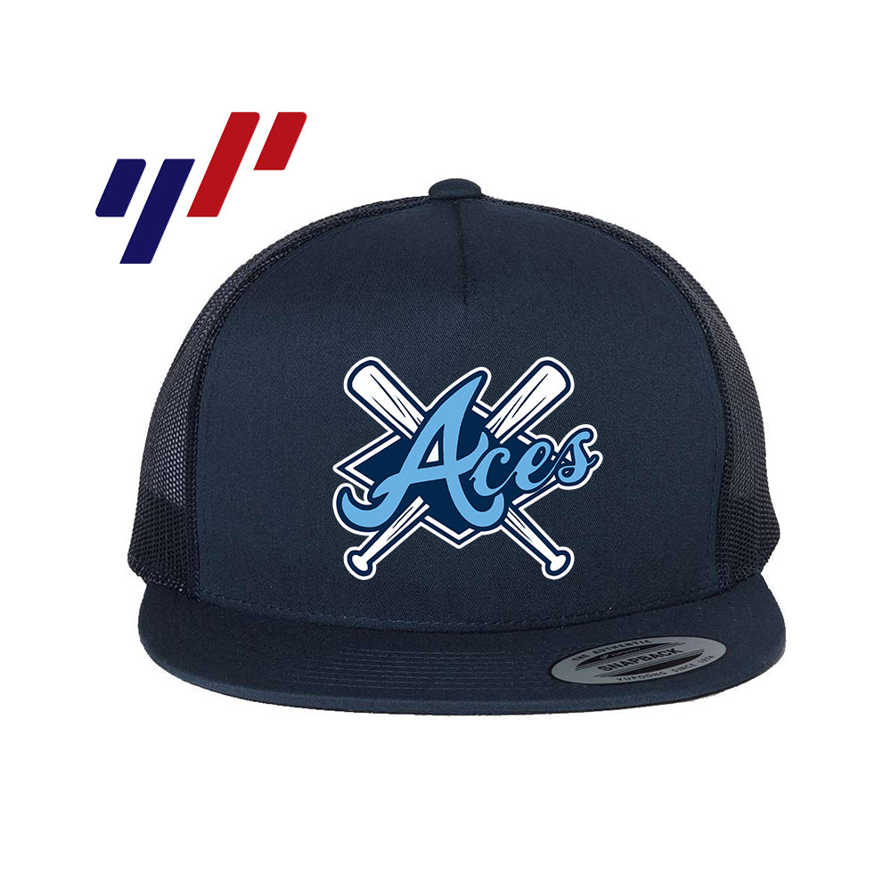 Yupoong 6006 Adult 5-Panel Classic Trucker Hat - DTF PRINTED - Aces Baseball