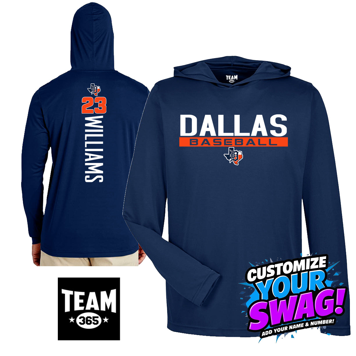 GAME TIME - Team 365 Youth & Men's Zone Performance Hoodie - Dallas Tigers Baseball