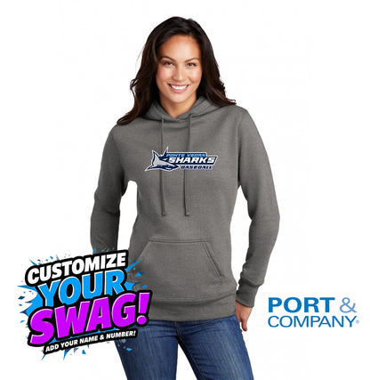 Port & Company Women's Core Fleece Pullover Hooded Sweatshirt LPC78H - PVAA Sharks