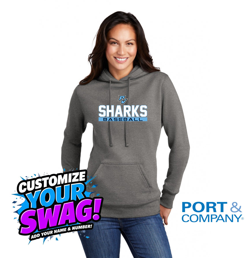 Port & Company Women's Core Fleece Pullover Hooded Sweatshirt LPC78H - PVAA Sharks