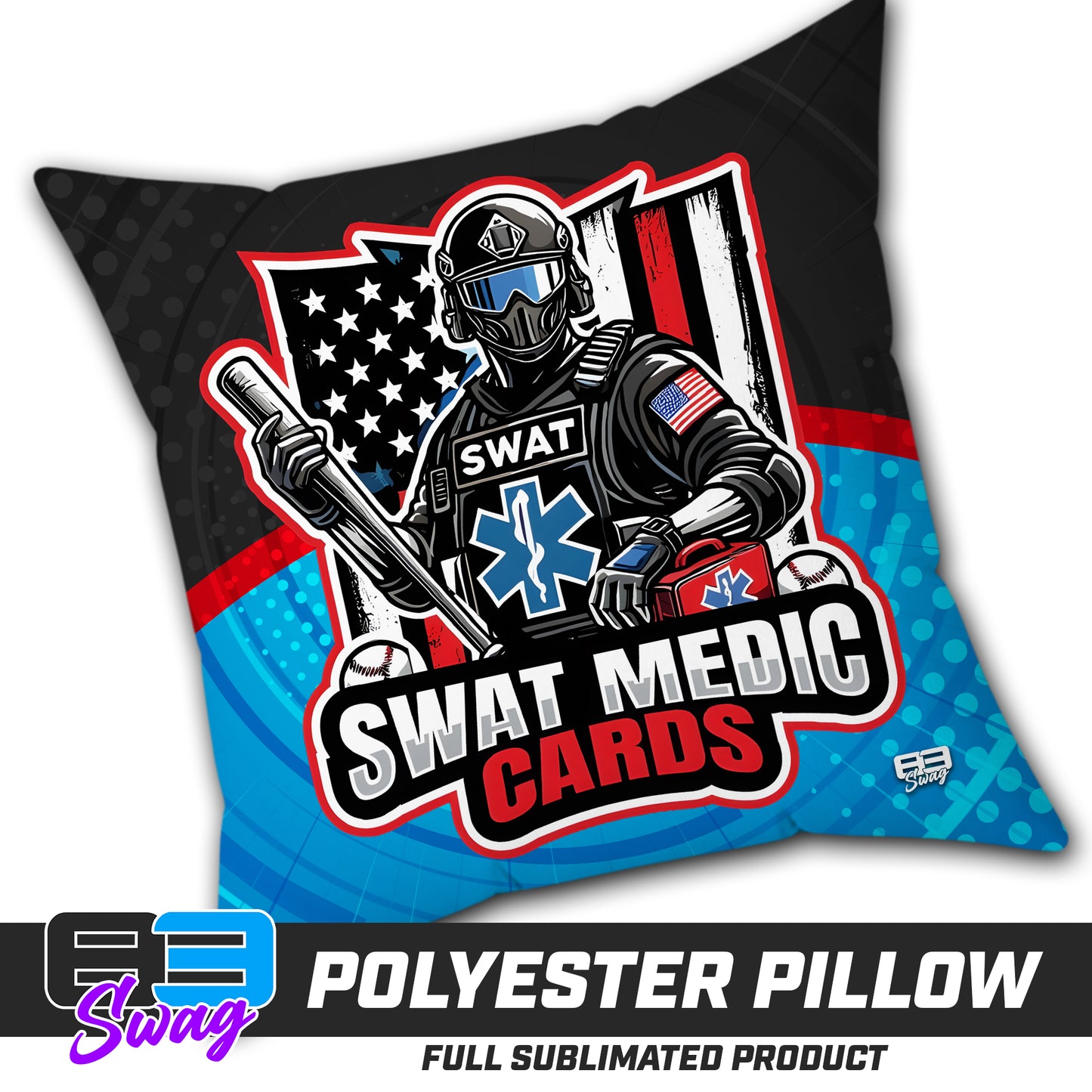 CUSTOM - Double Sided Polyester Square Pillow - Swat Medic Cards
