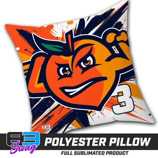Double Sided Polyester Square Pillow - Peach Clobbers Baseball V.26