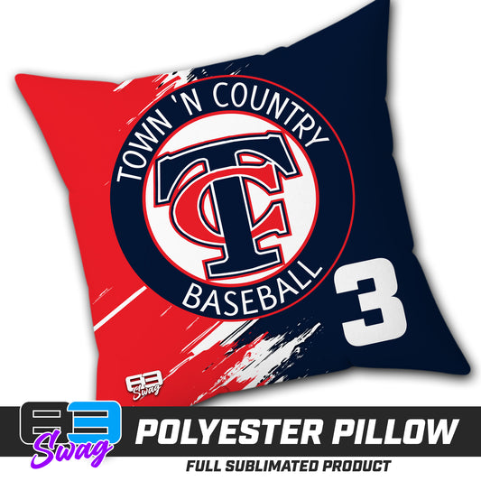 Double Sided Polyester Square Pillow - Town N Country Baseball