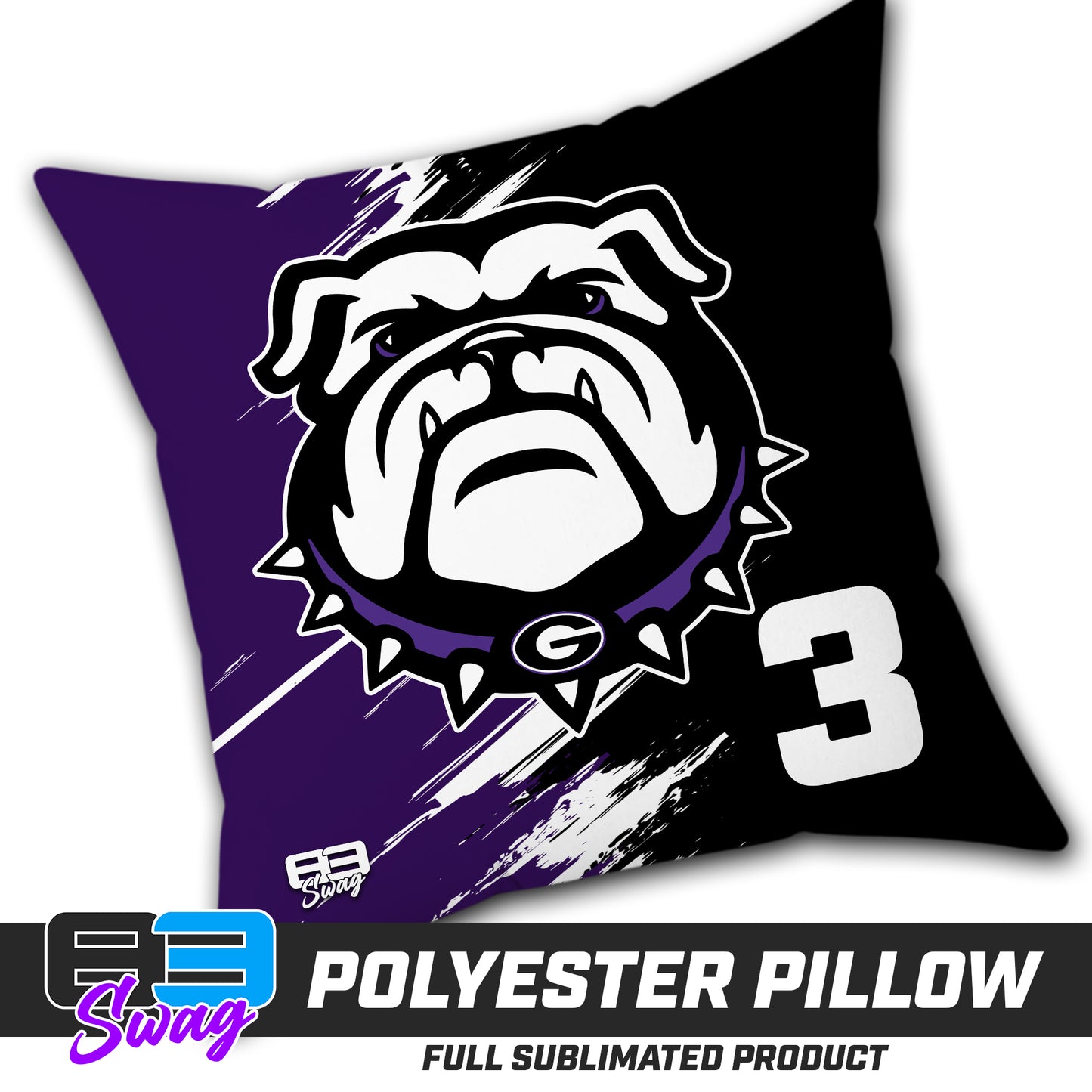 Double Sided Polyester Square Pillow - Geraldine Bulldogs Football