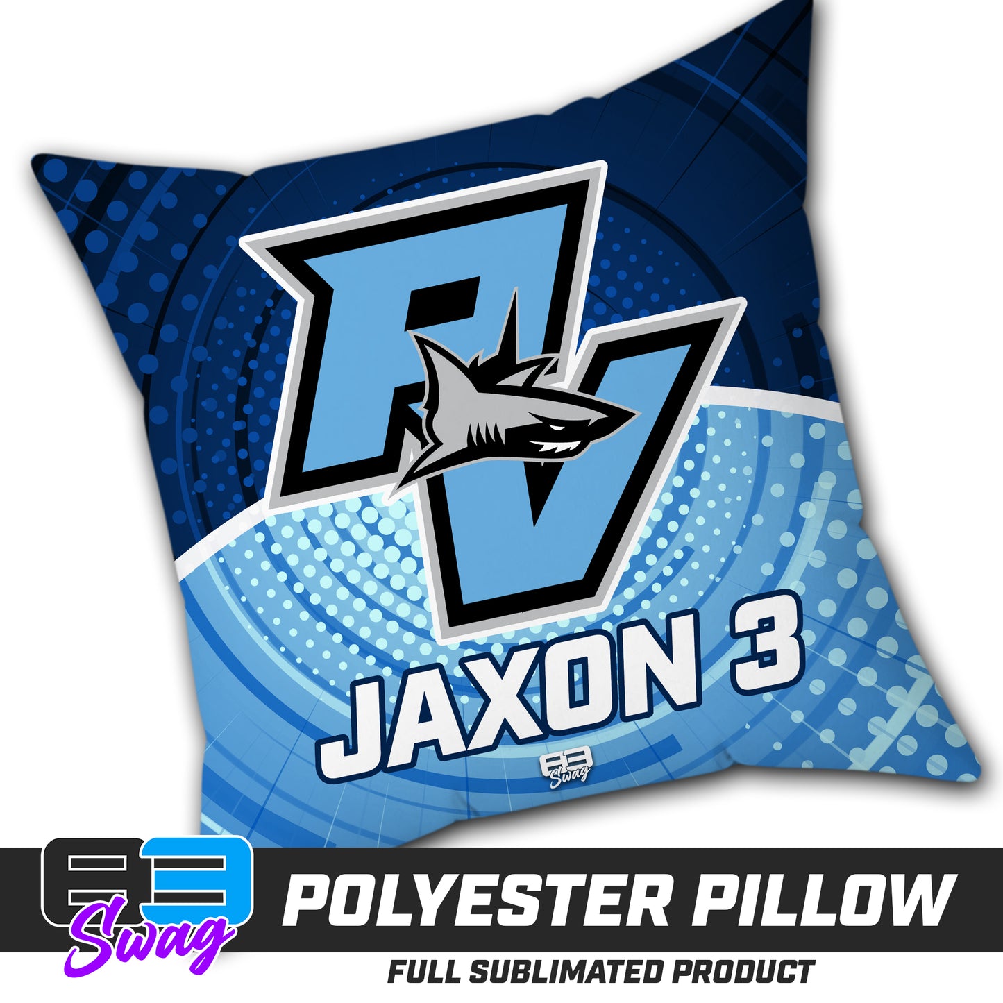 CUSTOM - Double Sided Polyester Square Pillow - PVAA Sharks Baseball