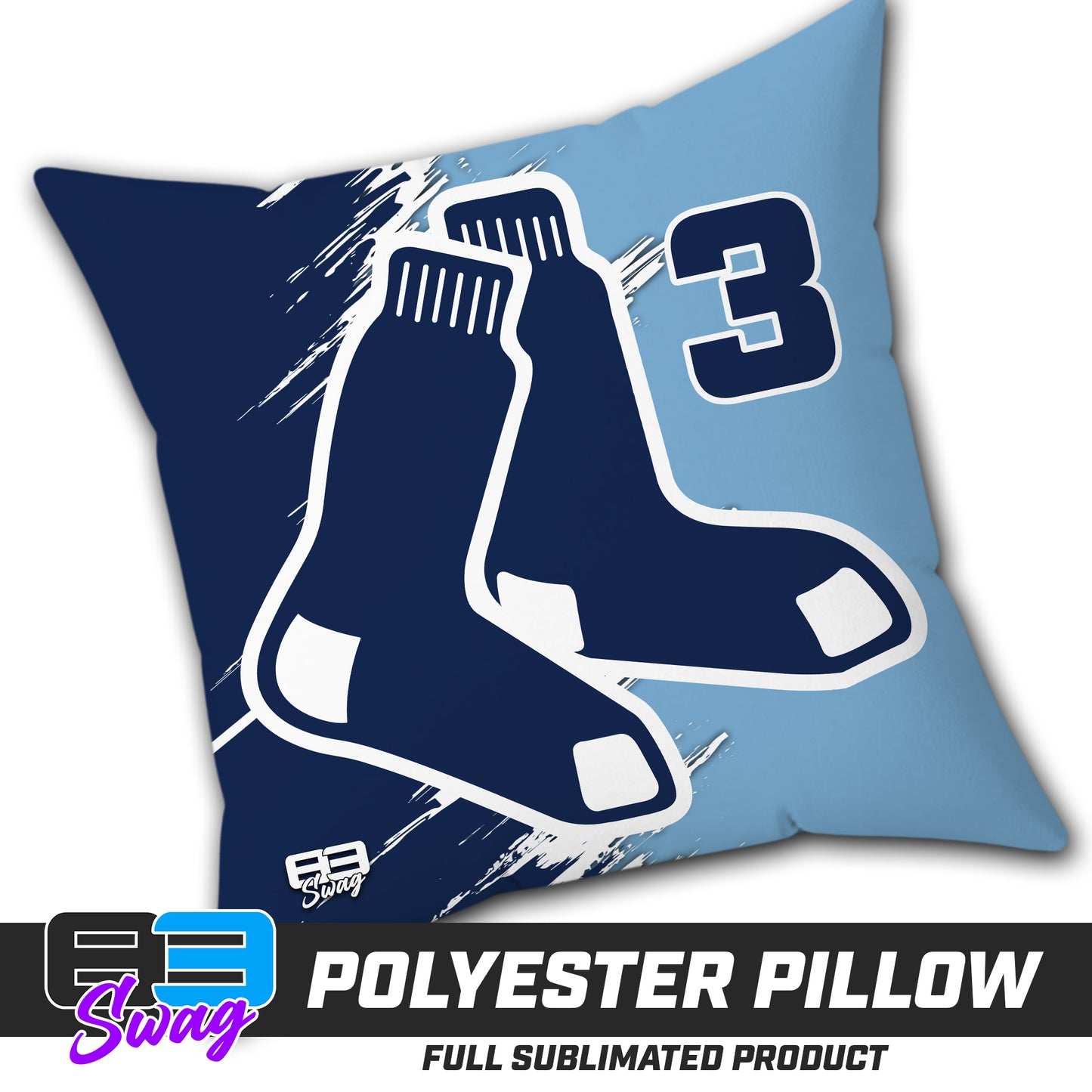 Double Sided Polyester Square Pillow - Blue Sox