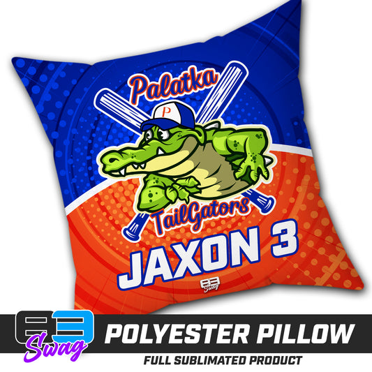 CUSTOM - Double Sided Polyester Square Pillow - Palatka TailGators Baseball