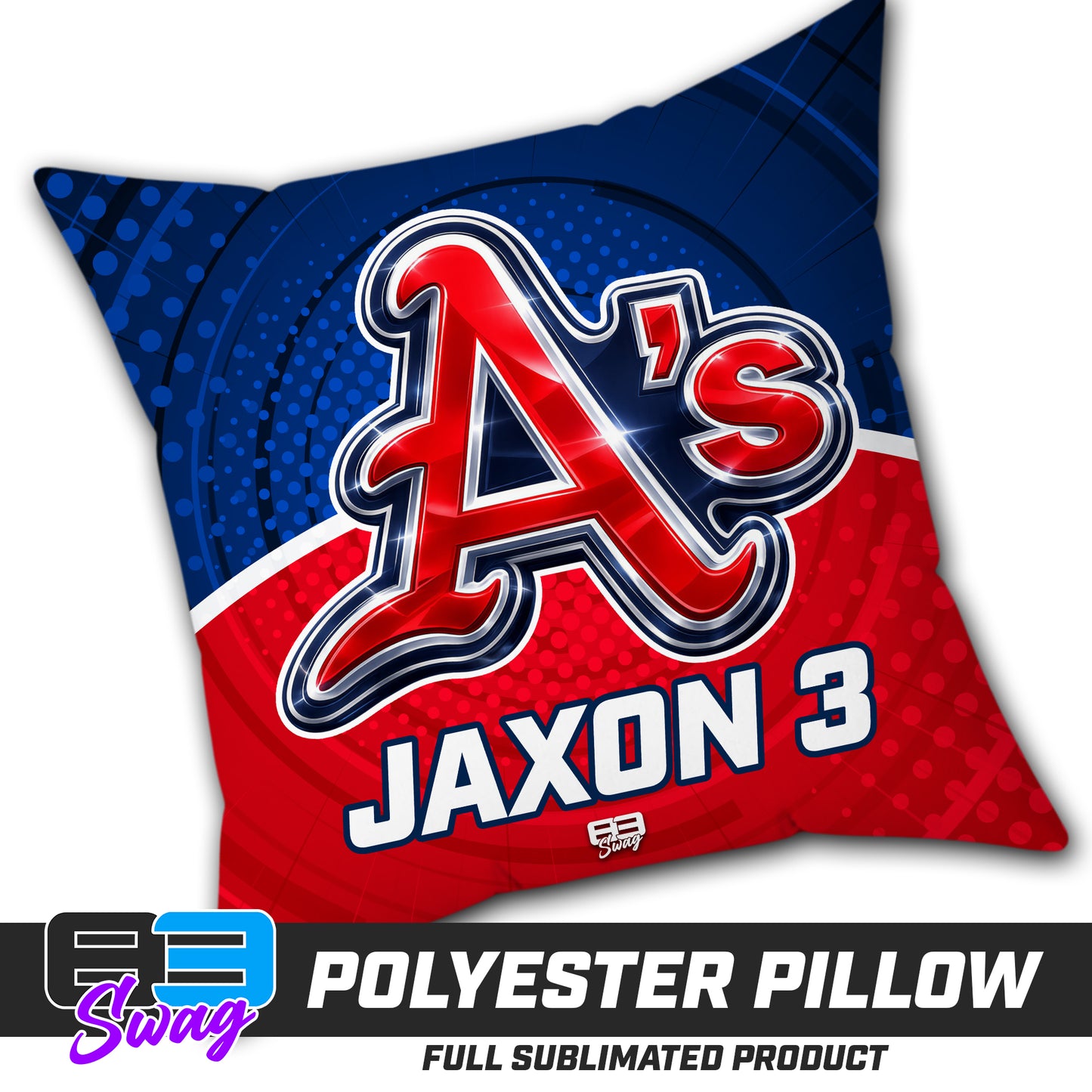CUSTOM - Double Sided Polyester Square Pillow - Little Rock A's Baseball