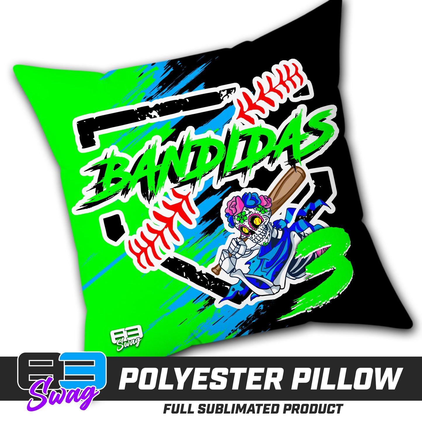 Double Sided Polyester Square Pillow - Baker Bandidas Softball