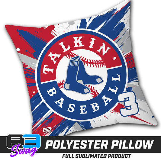 CUSTOM - Double Sided Polyester Square Pillow - Talkin Baseball