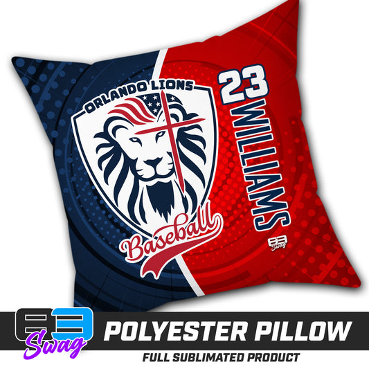 CUSTOM - Double Sided Polyester Square Pillow - Orlando Lions Baseball