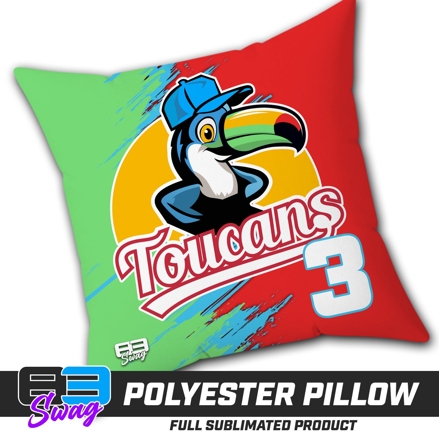 Double Sided Polyester Square Pillow - Toucans Baseball LV