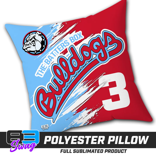 Double Sided Polyester Square Pillow - Batters Box Bulldogs Softball