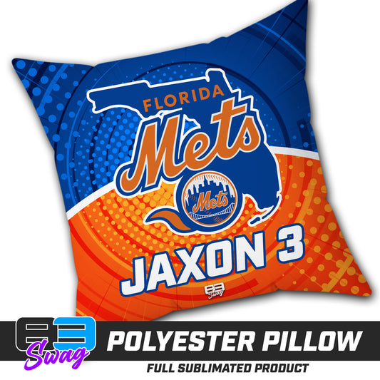 CUSTOM - Double Sided Polyester Square Pillow - Florida Mets Baseball