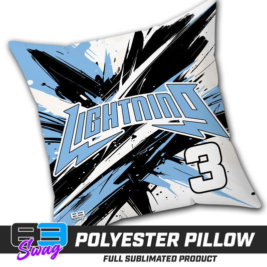 Double Sided Polyester Square Pillow - Lightning Baseball